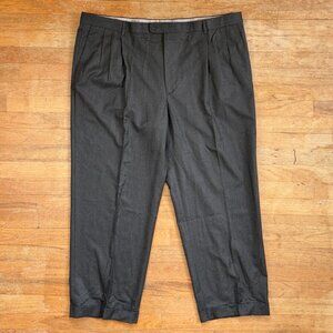 Vintage Mens Triple Pleated Wool Pants Size 44x29 1990s Charcoal Gray Trousers